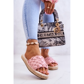 Leather Braided Slippers Big Star JJ274921 Pink 2