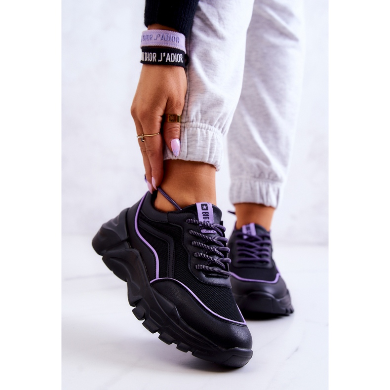 Memory Foam Big Star JJ274786 Black Sports Shoes purple 1
