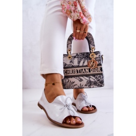 Leather Women's Ballerinas Nicole 2660/005 White-Silver 2