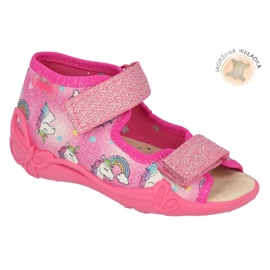Befado children's slippers with leather insert 342P043 pink 4