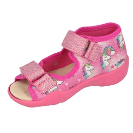 Befado children's slippers with leather insert 342P043 pink 2