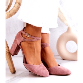Suede Pumps On A Pillar Sergio Leone SK851 Pink 2