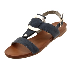 M.Daszyński Women's sandals with a silver Daszyński wheel MR1958-10 navy blue 3 M.Daszyński Women's sandals with a silver Daszyński wheel MR1958-10 navy blue 3