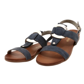 M.Daszyński Women's sandals with a silver Daszyński wheel MR1958-10 navy blue 2 M.Daszyński Women's sandals with a silver Daszyński wheel MR1958-10 navy blue 2