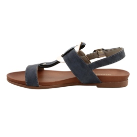 M.Daszyński Women's sandals with a silver Daszyński wheel MR1958-10 navy blue 1 M.Daszyński Women's sandals with a silver Daszyński wheel MR1958-10 navy blue 1