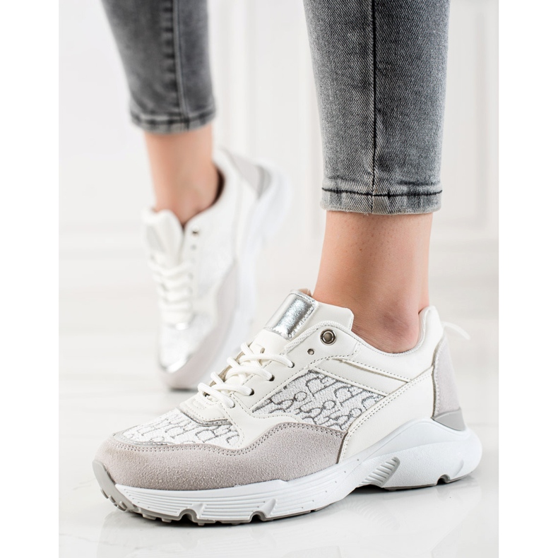 Renda Stylish Sneakers beige white silver 2