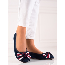 Filippo Leather Ballerina With A Bow navy blue 1