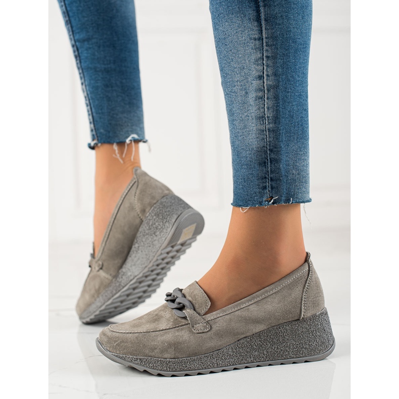 Filippo Leather Brogues On The Platform grey 2