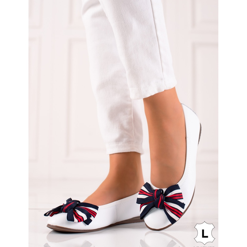 Filippo Leather Ballerina With A Bow white 1