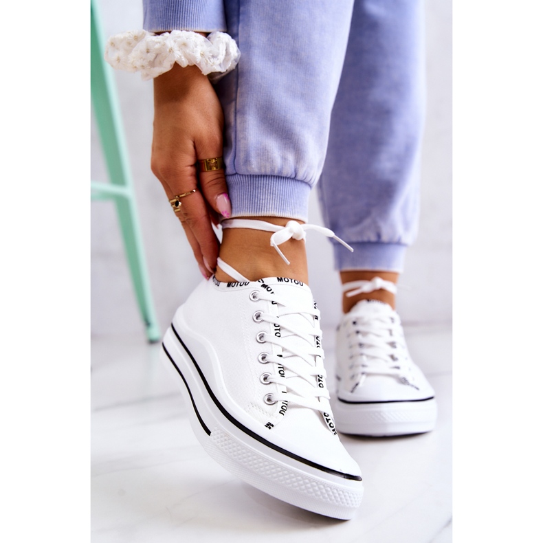 S.Barski Women's White Menifee tied sneakers 1