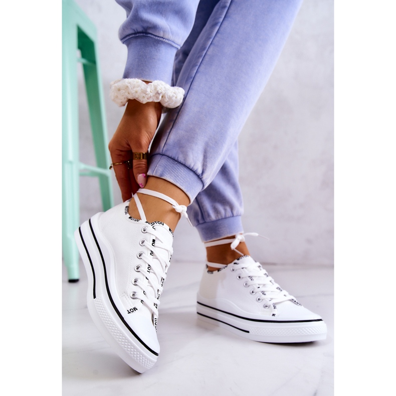 S.Barski Women's White Menifee tied sneakers 2