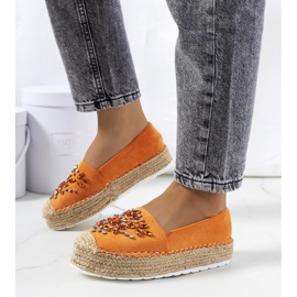 Orange espadrilles with Leer cubic zirconia 1