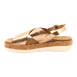 Caprice women's leather sandals on the platform 9-28712 933 pink-gold golden 1