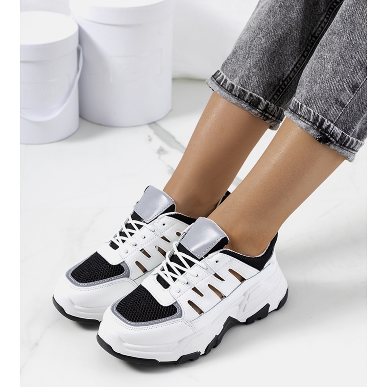 White sneakers with cutouts from Heck black 1