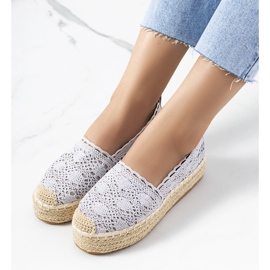 Gray lace espadrilles on the Akker platform grey 1