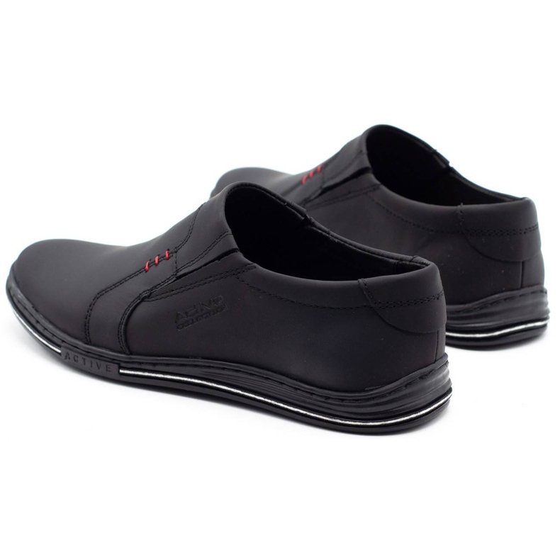 Polbut Men's loafers inserted from leather 334 black 2