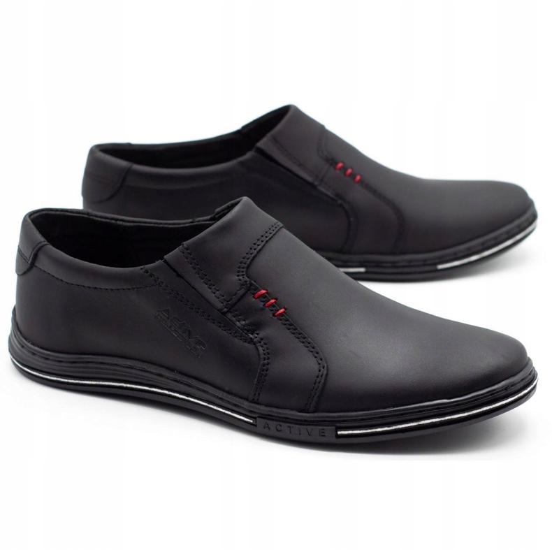 Polbut Men's loafers inserted from leather 334 black 3 Polbut Men's loafers inserted from leather 334 black 3