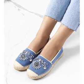 Blue espadrilles with Block cubic zirconia 1
