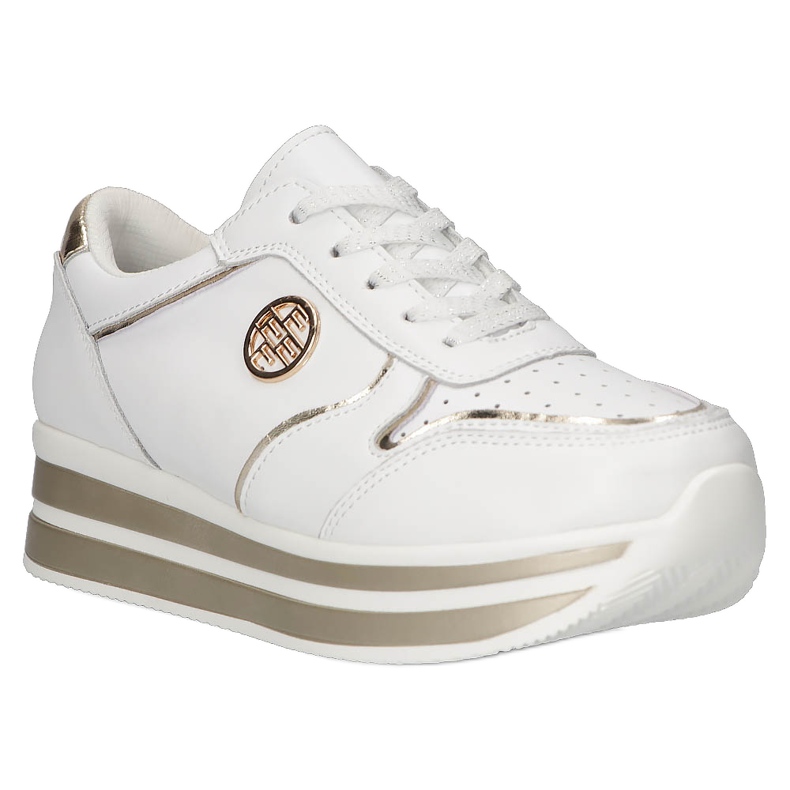 Leather Sneakers Filippo DP3682 / 22 WH white golden 6