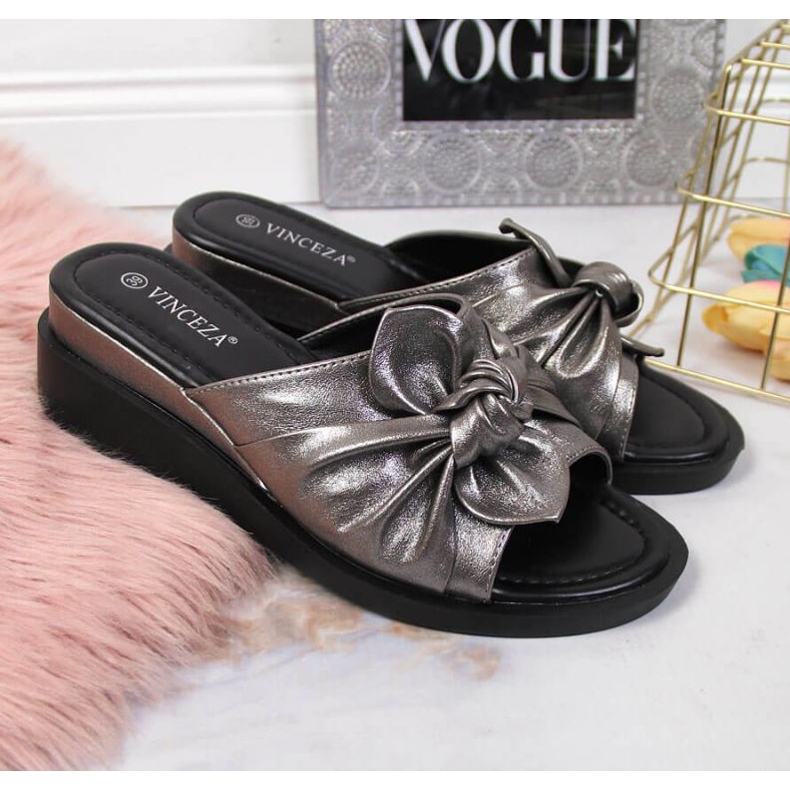 Slippers on the wedge Vinceza W JAN115B silver 2