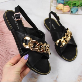 Black Vinceza W JAN116A sandals with chain 1