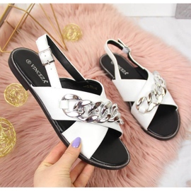 Sandals with chain Vinceza W JAN116B white 1