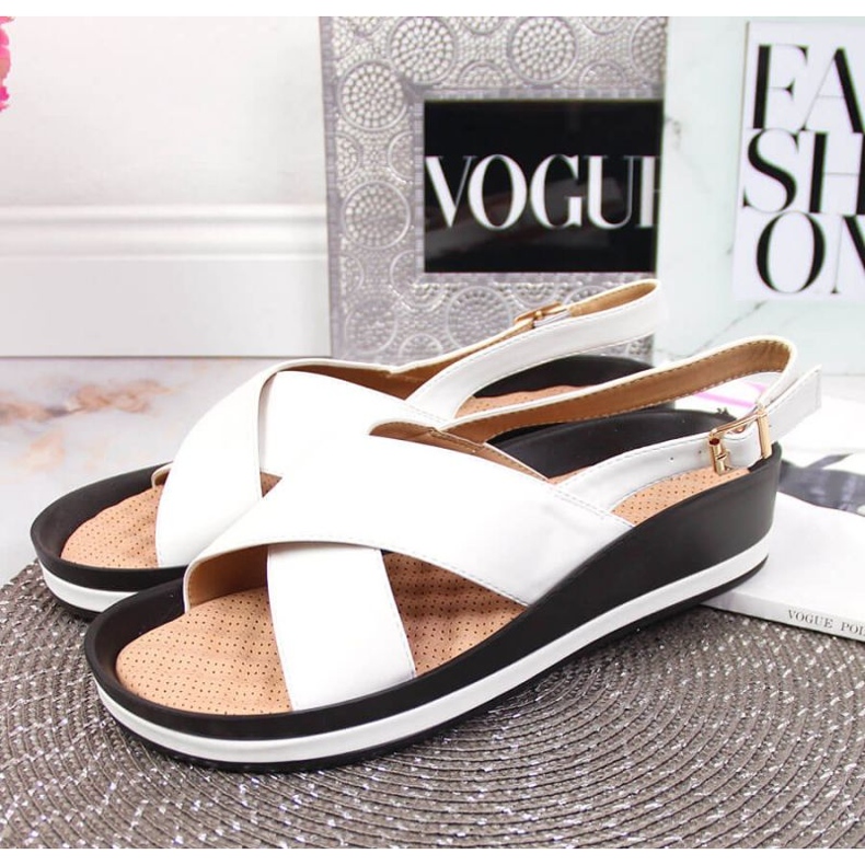 Wedge sandals Vinceza W JAN117B white 2