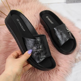 Wedge slippers with an insect Vinceza W JAN118A black 1