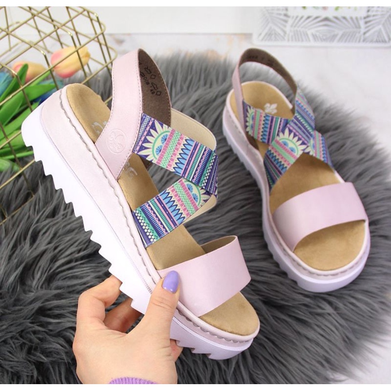 Rieker W RKR533 purple rubber sandals 1