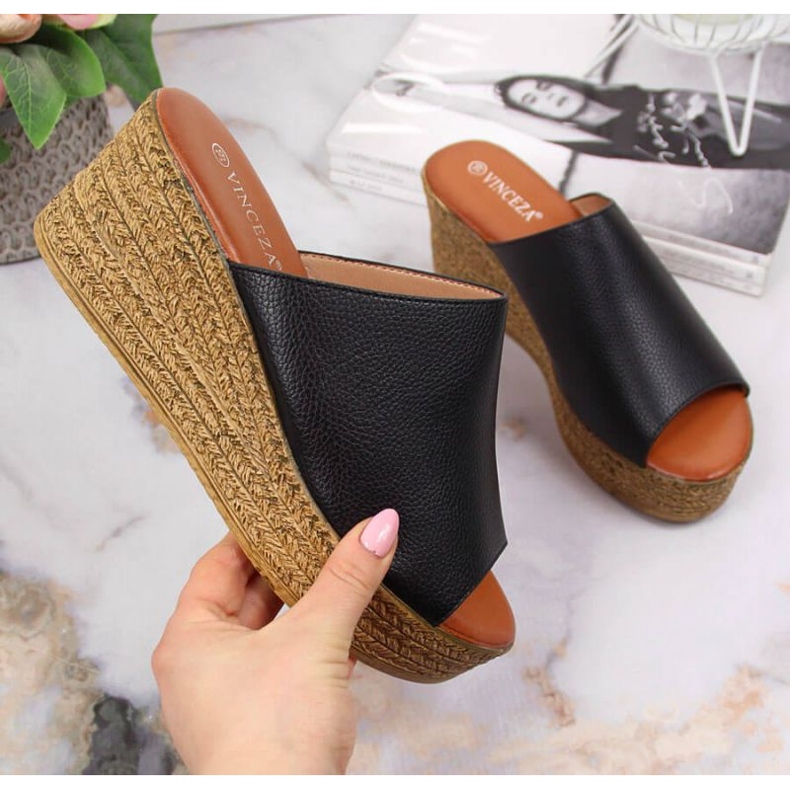 Wedge slippers Vinceza W JAN98A black 1