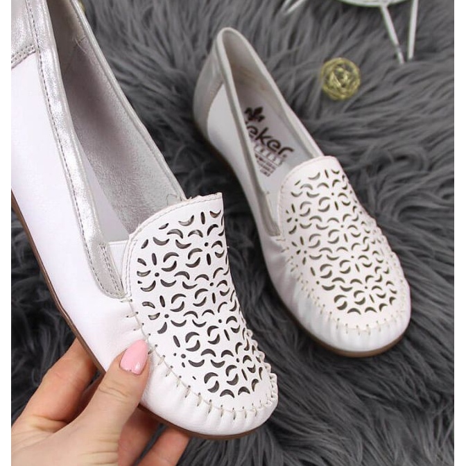Rieker W RKR522 openwork loafers white 1