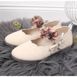 Velcro ballerinas with flowers Vinceza Jr JAN99A beige 2