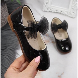 Velcro ballerinas with a bow Vinceza Jr JAN100A black 1