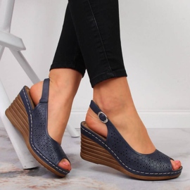 Wedge sandals eVento W EVE349A navy blue 2