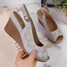 Netex Gray eVento W EVE349C wedge sandals grey 1