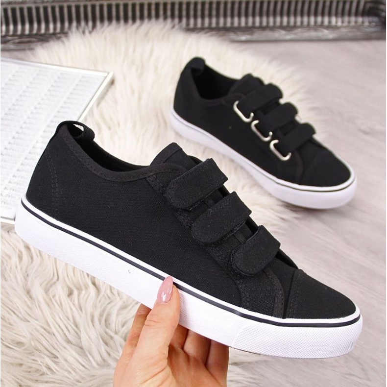 Textile sneakers with Velcro Atletico W ATC336B black 1
