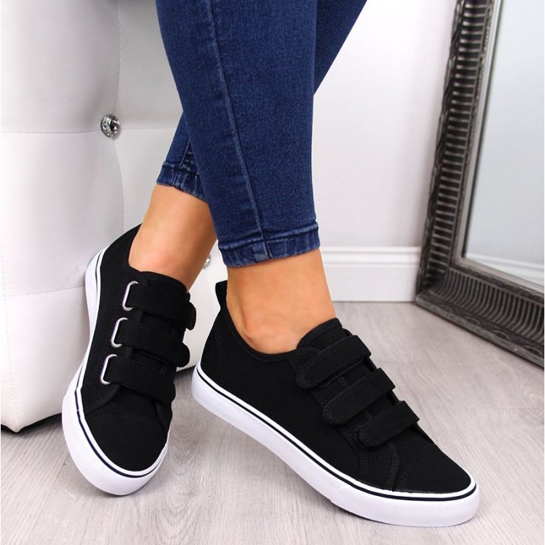 Textile sneakers with Velcro Atletico W ATC336B black 2