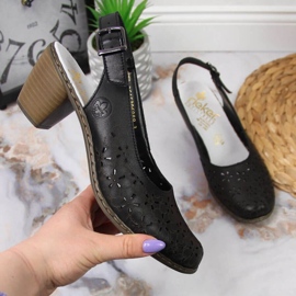 Rieker W RKR531 openwork sandals black 1