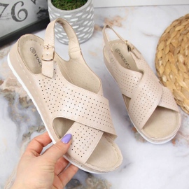 Wedge sandals Vinceza W JAN106B beige 1