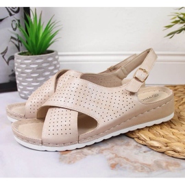 Wedge sandals Vinceza W JAN106B beige 2