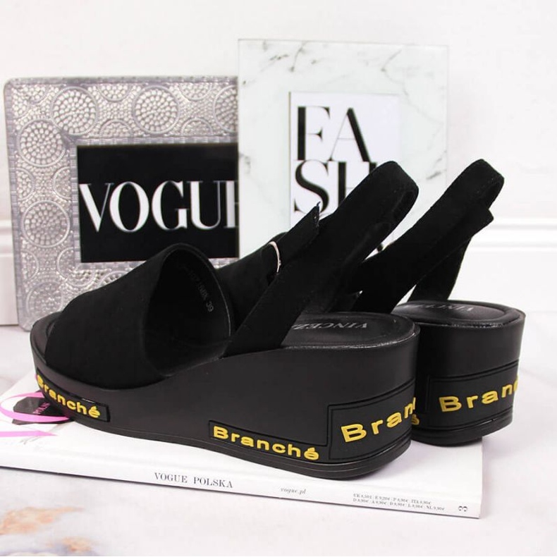Black Vinceza W JAN108A wedge sandals 2