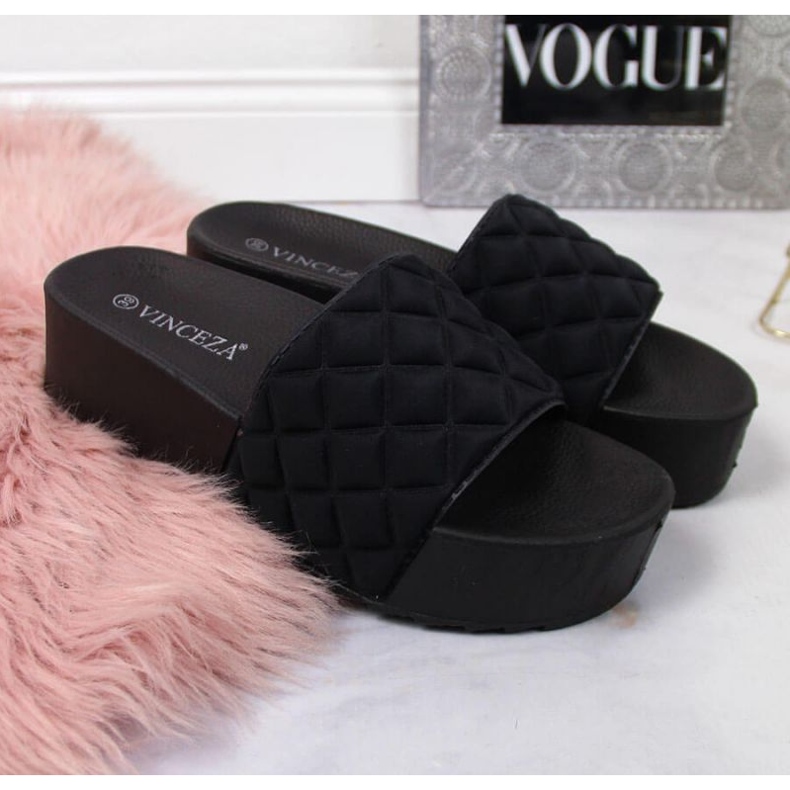 Quilted platform slippers Vinceza W JAN110 black 2
