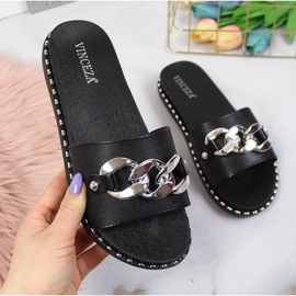 Black Vinceza W JAN111A slippers with chain 1