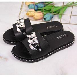 Black Vinceza W JAN111A slippers with chain 2