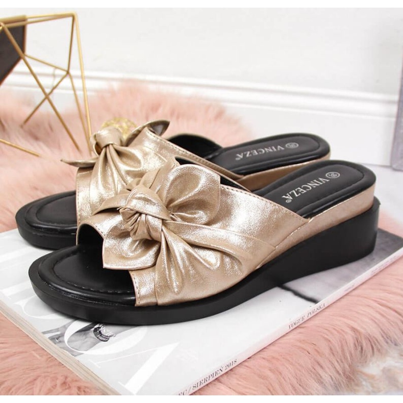 Wedge slippers Vinceza W JAN115A golden 2