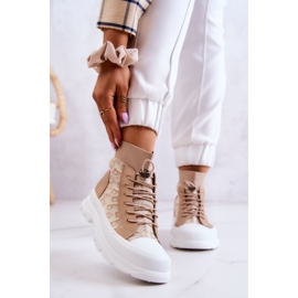 FW1 Fashionable Sneakers High Sock Beige Collin 1