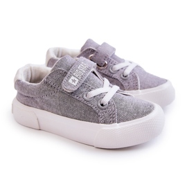Children's Low Sneakers With Velcro Big Star JJ374107 Gray grey 1
