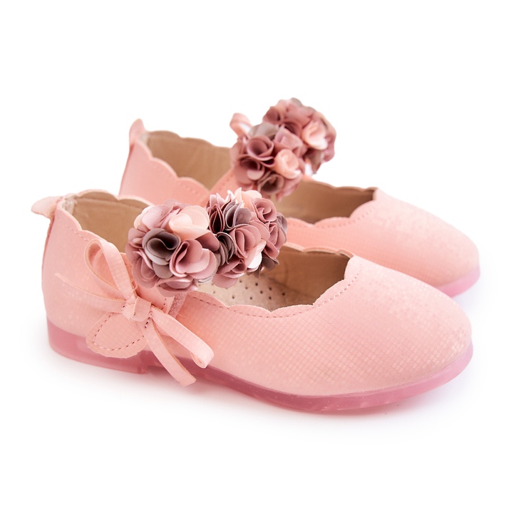 Vinceza Children's Ballerinas With Velcro Pink Caitlin Flowers 2