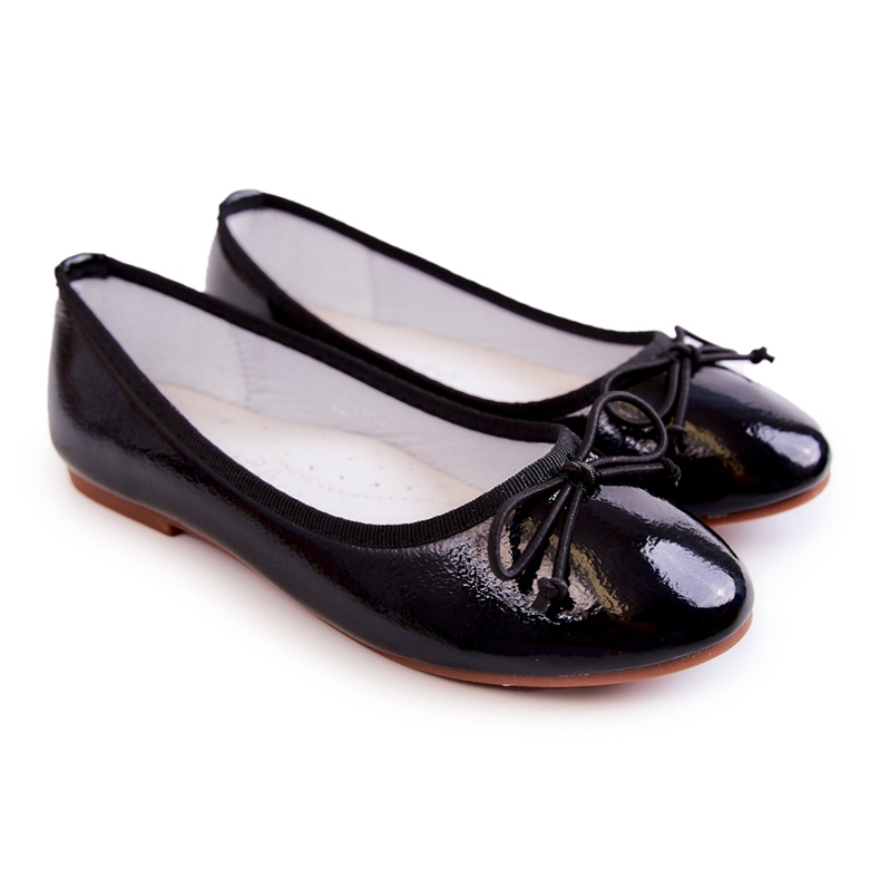 S.Barski Lacquered Children's Ballerinas With A Bow Black Cassie 1