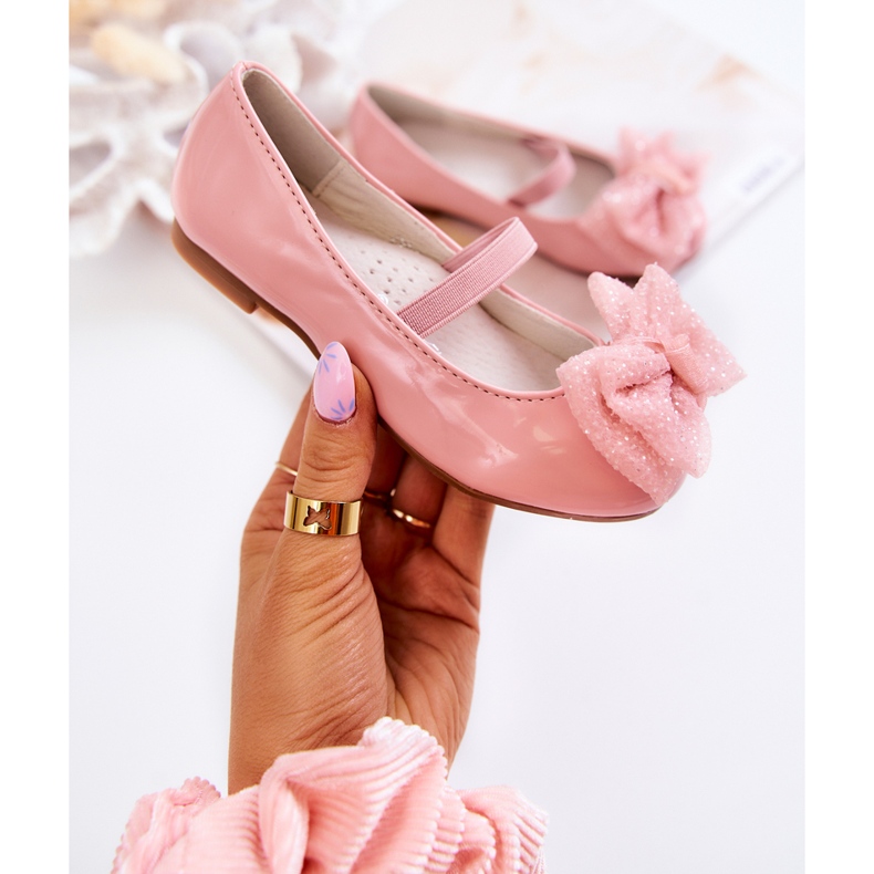 S.Barski Children's Lacquered Ballerinas With A Bow Pink Zolly 1